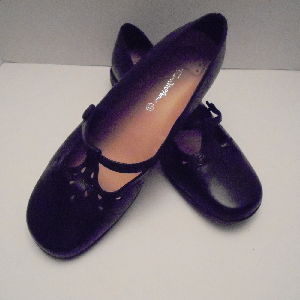 black LEATHER Mary Jane Shoes womens 11.5M